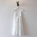 Luna White Fur Long Mom and Daughter Dress