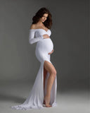 Luna Cotton Maternity V-neck Slit Tail Dress