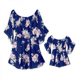 Luna Floral Mom and Daughter Cold Shoulder Dress