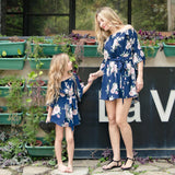 Luna Floral Mom and Daughter Cold Shoulder Dress