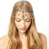 Luna Boho Turquoise Pearl Drop Hair Chain