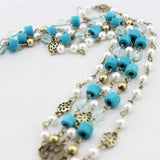 Luna Boho Turquoise Pearl Drop Hair Chain