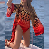Luna Leopard Cover Up One Piece Swimwear Set