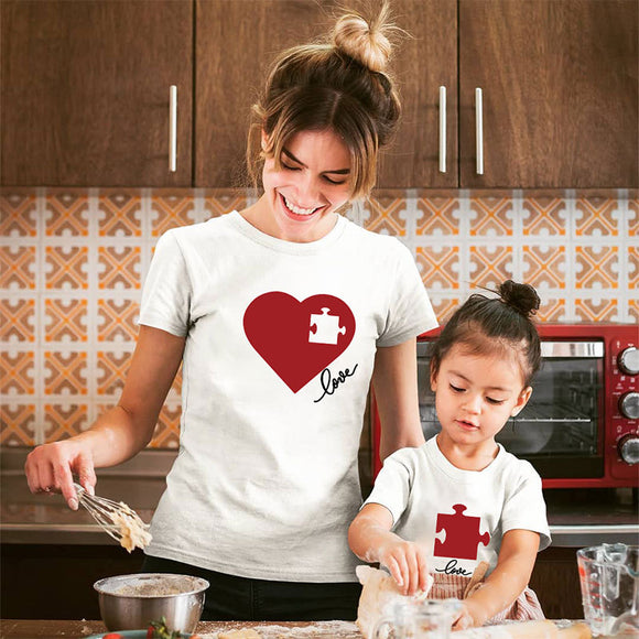 Luna Valentine's Day Puzzle Heart Mother-daughter Matching t-shirt
