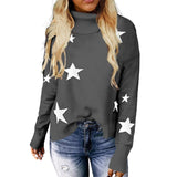 Luna Star Print Turtleneck Knitted Sweater
