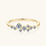 Luna Starry Sky Electroplated Silver Moissanite Ring
