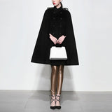 Luna Black Vintage Mid-Length Woolen Coat