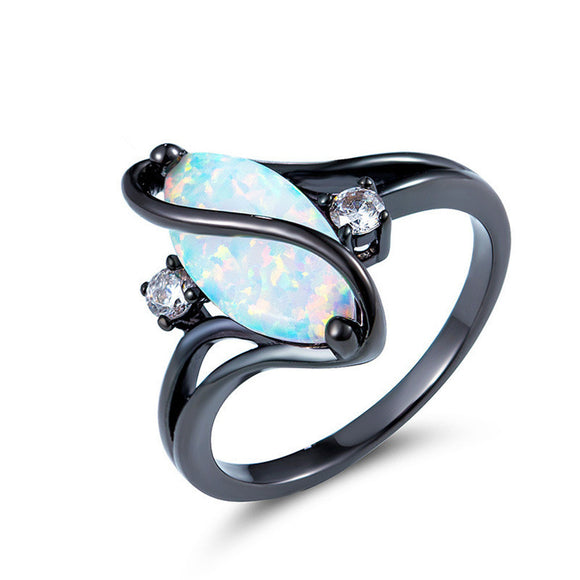 Luna Eye Shape Blue Stone Fashion Ring