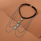 Luna Boho Love Turquoise Tassel Leg Chain