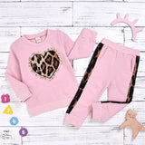 Luna Pink Leopard Print Heart Girl's Active Set