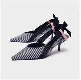 Luna Stripe Kitten Heel Mules