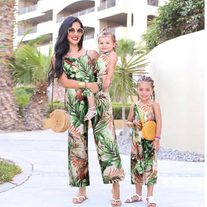 Luna Mother and Daughter Green Sling Jumpsuit