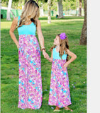 Luna Cashew Phoenix Print Dress Mother and Daughter Wear