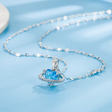 Luna Ice Blue Rhinestone Heart Necklace