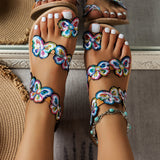 Luna Butterfly Crystal Flat Sandals