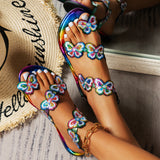 Luna Butterfly Crystal Flat Sandals