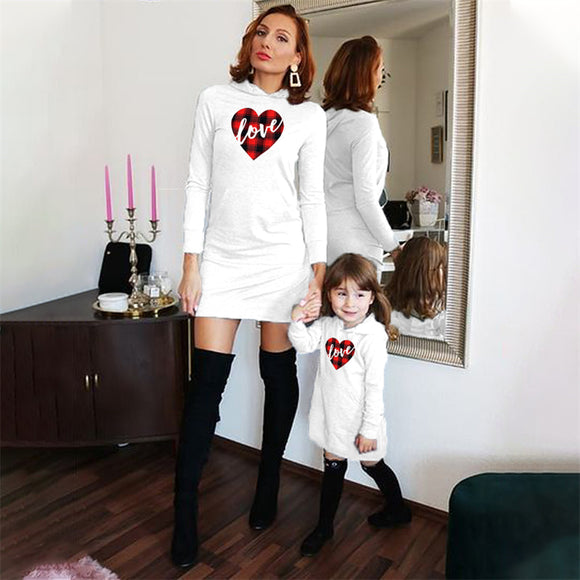 Luna Mom and Daughter Love Sweater Dress