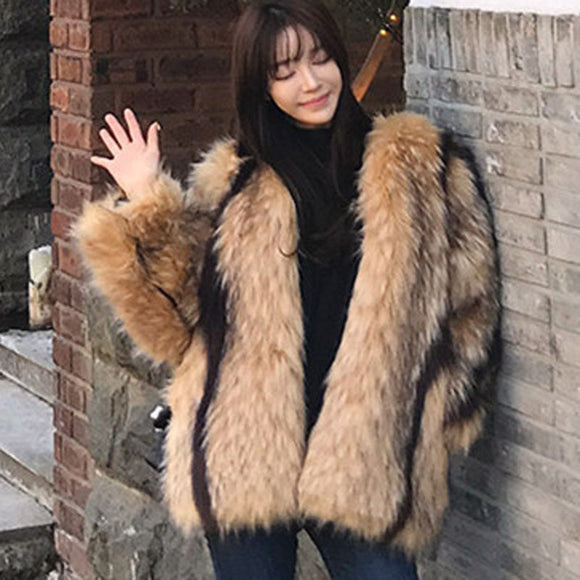 Luna Artificial Marbled Fur Coat