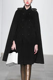 Luna Black Vintage Mid-Length Woolen Coat