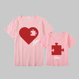 Luna Valentine's Day Puzzle Heart Mother-daughter Matching t-shirt