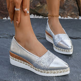 Luna Sequined Espadrille Wedge Slip-On Platform Shoes