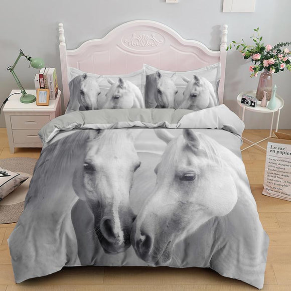 Luna 3D Digital Printing Horse Three Piece Bedding