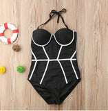 Luna Black and White One-Piece Strapless Swimsuit