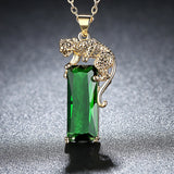 Luna Gold and Green Leopard Pendant