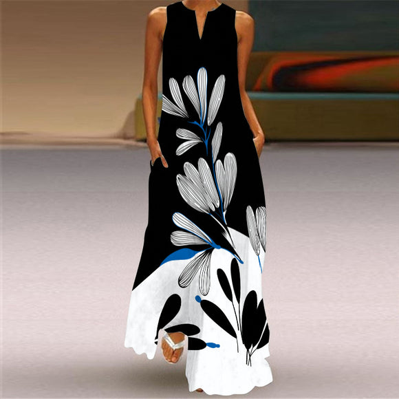 Luna Luxe Maxi Black and White Dress
