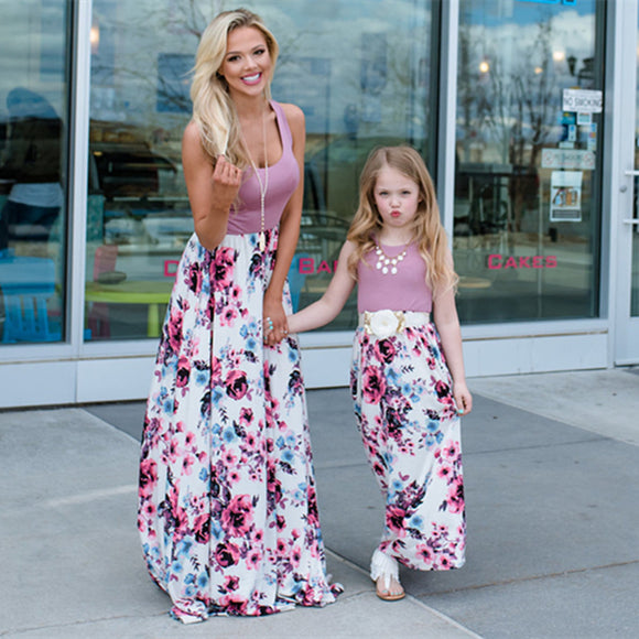 Luna Mom and Daughter Maxi Floral Casual Dress