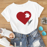 Luna Valentine's Day Puzzle Heart Mother-daughter Matching t-shirt