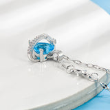 Luna Ice Blue Rhinestone Heart Necklace