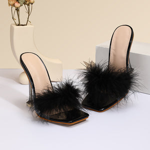 Luna Furry High Heels Sandals