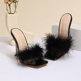 Luna Furry High Heels Sandals