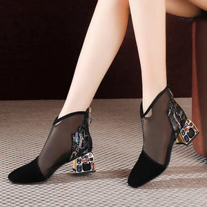 Luna Crystral Heel Ankle Boots