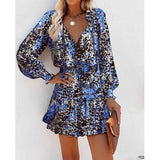 Luna Printed Patchwork Puff Sleeve Waist Dress