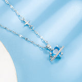 Luna Ice Blue Rhinestone Heart Necklace