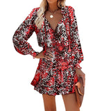 Luna Printed Patchwork Puff Sleeve Waist Dress