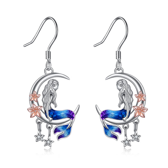 Luna Sterling Silver Mermaid Moon Earrings