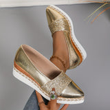 Luna Sequined Espadrille Wedge Slip-On Platform Shoes