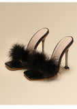 Luna Furry High Heels Sandals