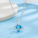 Luna Ice Blue Rhinestone Heart Necklace