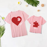 Luna Valentine's Day Puzzle Heart Mother-daughter Matching t-shirt