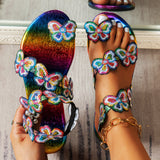 Luna Butterfly Crystal Flat Sandals