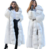 Luna Women's Long White Faux Fur Coat