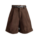 Luna Brown Corduroy Shorts for Women