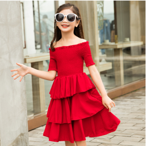 Luna Mom and Daughter Matching Ruffle Red Dress