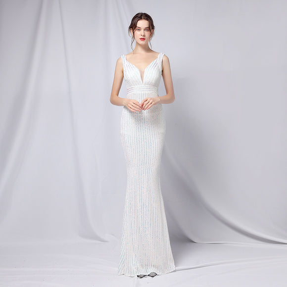 Luna Sequined Fishtail Long Dress