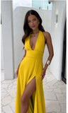 Luna Halter Neck Slit Backless Dress