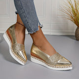 Luna Sequined Espadrille Wedge Slip-On Platform Shoes